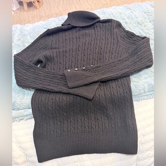 Superdry Sweaters - Superdry Women’s Black Turtleneck Cable Knit Sweater Size 10